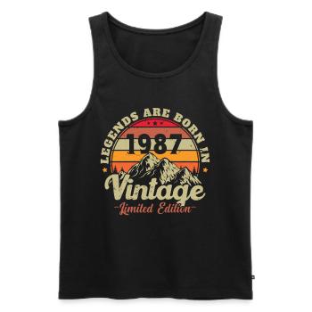1987 Vintage Born In 1987 Birthday Gift - Men's Premium Organic Tank Top - black - Front - Michal (187cm)