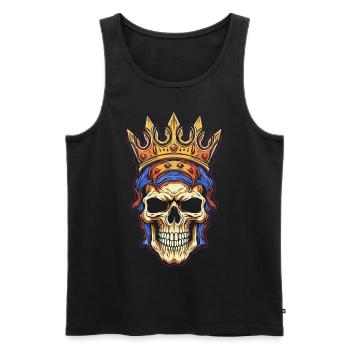 Bunter abstrakter Totenkopf mit Krone - Männer Premium Bio Tank Top - Schwarz - Vorne - AI Model Male 178 light (178cm)