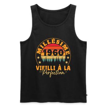 Millésime 1960, Cadeau D'anniversaire Vintage 1960 - Débardeur bio Premium Homme - noir - Devant - Michal (187cm)