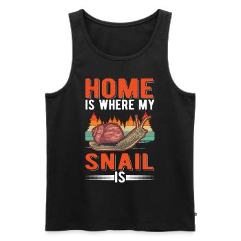 La maison, c’est là où sont mes escargots - Débardeur bio Premium Homme - noir - Devant - Michal (187cm)