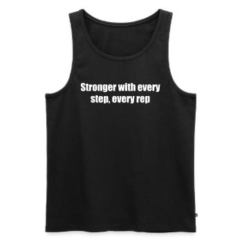 Fitness - Stronger with every step, every rep - Men's Premium Organic Tank Top - black - Front - AI Model Male 178 light (178cm)