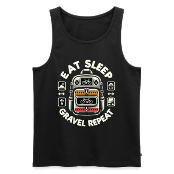 Manger Dormir Gravel Répéter - Débardeur bio Premium Homme - noir - Devant - AI Model Male 178 light (178cm)