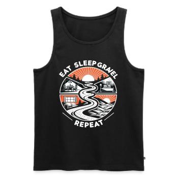 Manger Dormir Gravel Répéter - Débardeur bio Premium Homme - noir - Devant - AI Model Male 178 light (178cm)
