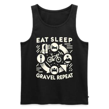 Manger Dormir Gravel Répéter - Débardeur bio Premium Homme - noir - Devant - AI Model Male 178 light (178cm)