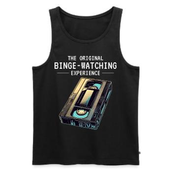 Retro VHS Kassette Nostalgisches 80er Jahre Binge-Watching - Männer Premium Bio Tank Top - Schwarz - Vorne - AI Model Male 178 light (178cm)