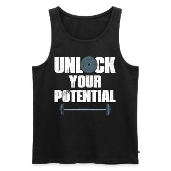 Unlock Your Potential Gym Fitness Workout - Männer Premium Bio Tank Top - Schwarz - Vorne - AI Model Male 178 light (178cm)