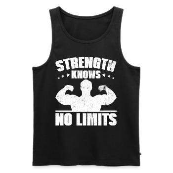 Strength Knows No Limits Empowering Workout Fitnes - Männer Premium Bio Tank Top - Schwarz - Vorne - AI Model Male 178 light (178cm)