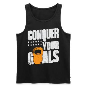 Conquer Your Goals Exercise Gym Lover - Männer Premium Bio Tank Top - Schwarz - Vorne - Michal (187cm)