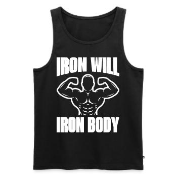 Iron Will Iron Body Weightlifting Workout Exercise - Männer Premium Bio Tank Top - Schwarz - Vorne - Michal (187cm)