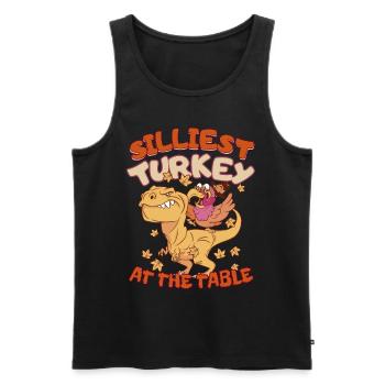Thanksgiving T-Rex Silliest Turkey at the Table - Männer Premium Bio Tank Top - Schwarz - Vorne - AI Model Male 178 light (178cm)