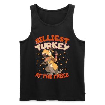 Thanksgiving T-Rex Silliest Turkey at the Table - Männer Premium Bio Tank Top - Schwarz - Vorne - AI Model Male 178 light (178cm)