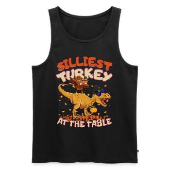 Thanksgiving T-Rex Silliest Turkey at the Table - Männer Premium Bio Tank Top - Schwarz - Vorne - AI Model Male 178 light (178cm)