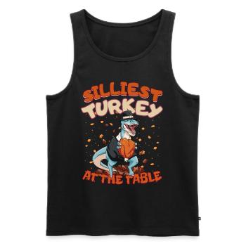 Thanksgiving T-Rex Silliest Turkey at the Table - Männer Premium Bio Tank Top - Schwarz - Vorne - AI Model Male 178 light (178cm)