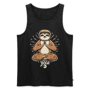 Gleichgewicht und Gelassenheit: Das Faultier-Yoga - Männer Premium Bio Tank Top - Schwarz - Vorne - AI Model Male 178 light (178cm)