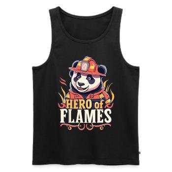Ehre den Helden: Großer Panda als Feuerwehrmann - Männer Premium Bio Tank Top - Schwarz - Vorne - AI Model Male 178 light (178cm)