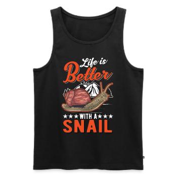 Life is better with a snail - Men's Premium Organic Tank Top - black - Front - Michal (187cm)