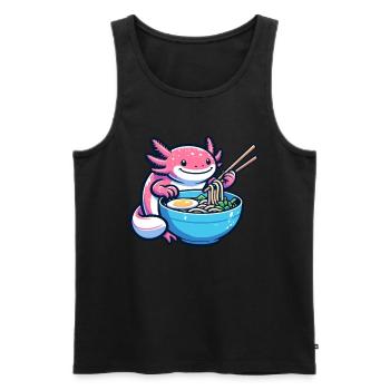 Nouilles Axolotl Ramen Amphibian Kawaii Anime - Débardeur bio Premium Homme - noir - Devant - AI Model Male 178 light (178cm)