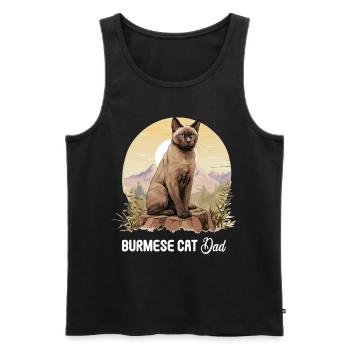Burmese Cat Burma Katze - Men's Premium Organic Tank Top - black - Front - AI Model Male 178 light (178cm)