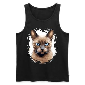 Burmese Cat Burma Katze - Men's Premium Organic Tank Top - black - Front - AI Model Male 178 light (178cm)