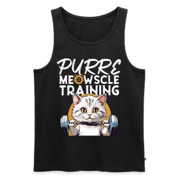 Plaisir de la musculation pour chat « Purre Meowscle Training » - Débardeur bio Premium Homme - noir - Devant - Michal (187cm)
