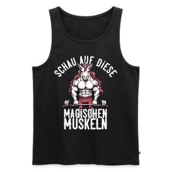 Einhorn Bodybuilder Magische Muskeln Design - Männer Premium Bio Tank Top - Schwarz - Vorne - AI Model Male 178 light (178cm)