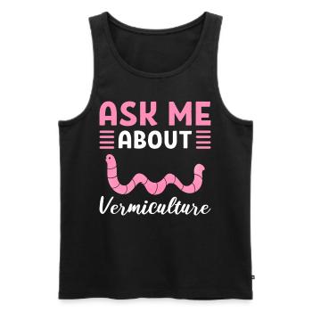 Posez-moi des questions sur l’élevage de vers de vermiculture / - Débardeur bio Premium Homme - noir - Devant - Michal (187cm)