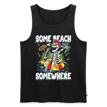 Irgendwo ein Strand | Sun & Chill Totenkopf - Männer Premium Bio Tank Top - Schwarz - Vorne - AI Model Male 178 light (178cm)