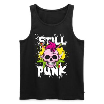 Still punk | anti establishment skull - Men's Premium Organic Tank Top - black - Front - AI Model Male 178 light (178cm)
