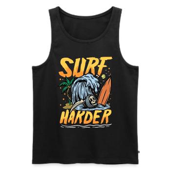 Härter surfen | Sun & Chill Beach Totenkopf - Männer Premium Bio Tank Top - Schwarz - Vorne - AI Model Male 178 light (178cm)