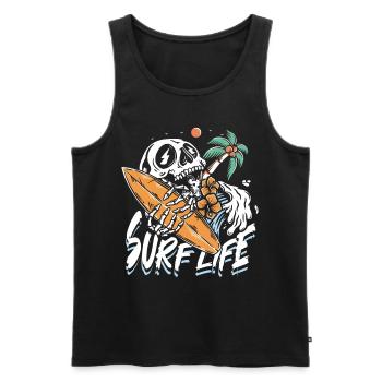 La vie de surf | Crâne de plage Sun & Chill - Débardeur bio Premium Homme - noir - Devant - AI Model Male 178 light (178cm)