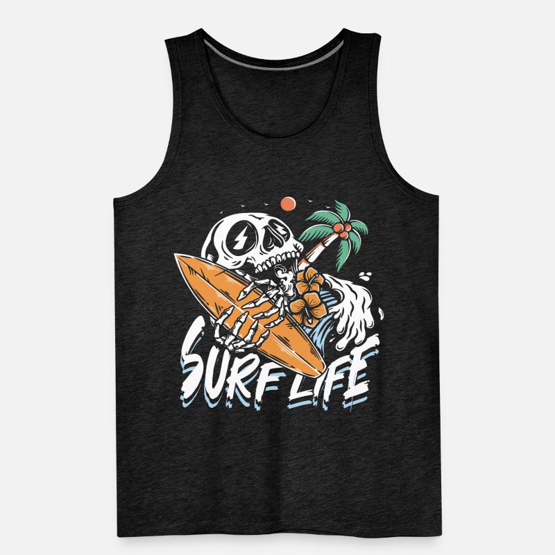 Vida de surf | Sun & Chill Beach Calavera Camiseta de tirantes ecológica prémium para hombre