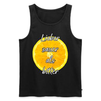 Zitrone Citrus Sauer Tropisch Früchte Sommerfrucht - Männer Premium Bio Tank Top - Schwarz - Vorne - Michal (187cm)