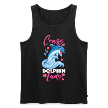 Dolphin Crazy Dolphin Lady - Männer Premium Bio Tank Top - Schwarz - Vorne - AI Model Male 178 light (178cm)