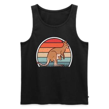 Kangourou Retro Australie Vintage - Débardeur bio Premium Homme - noir - Devant - Michal (187cm)