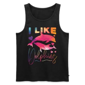 Dolphin Watercolor I Like Dolphins - Men's Premium Organic Tank Top - black - Front - Michal (187cm)