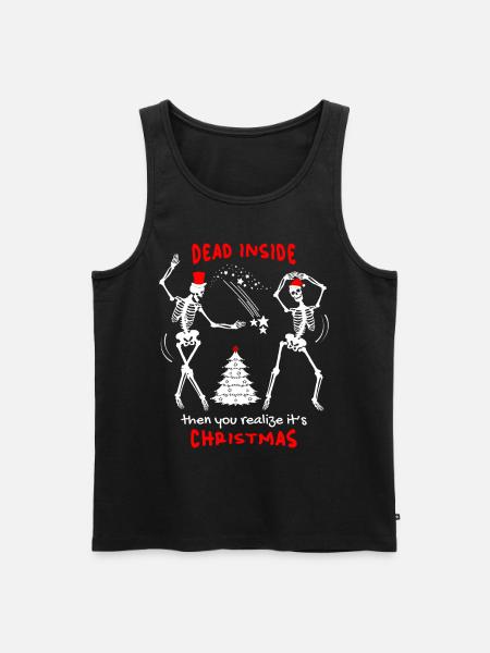 Christmas Funny Skeleton, Skull, Saying - Men's Premium Organic Tank Top - black