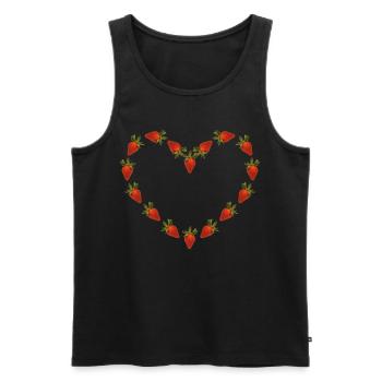 Strawberry, Fruits, Berries, Heart, Fruit Salad, Vegetarian - Men's Premium Organic Tank Top - black - Front - Michal (187cm)