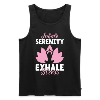 Inhale Serenity, Exhale Stress Meditation Yoga - Männer Premium Bio Tank Top - Schwarz - Vorne - Michal (187cm)