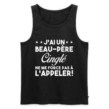 Beau Père Cinglé Citation Humour - Débardeur bio Premium Homme - noir - Devant - Michal (187cm)