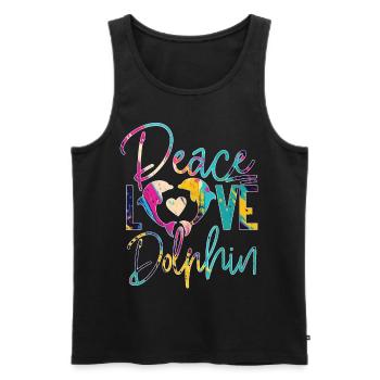 Dolphin Peace Love Dolphin - Männer Premium Bio Tank Top - Schwarz - Vorne - AI Model Male 178 light (178cm)