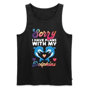 Dolphin Sorry I Have Plans With My - Männer Premium Bio Tank Top - Schwarz - Vorne - Michal (187cm)