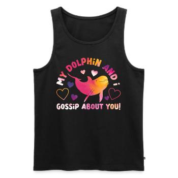 Dolphin Mon Dauphin Et Je Gossip - Débardeur bio Premium Homme - noir - Devant - Michal (187cm)