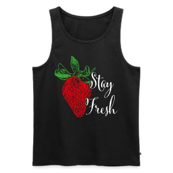 Restez frais Fraises Fruits Fruits Végétarien Végétalien - Débardeur bio Premium Homme - noir - Devant - AI Model Male 178 light (178cm)