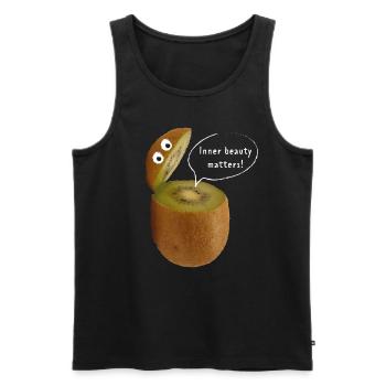 Kiwi Fruits Salade de fruits Végétarien Végétalien - Débardeur bio Premium Homme - noir - Devant - AI Model Male 178 light (178cm)