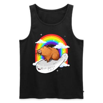 Drôle Sacabambaspis Poisson Meme Capybara Regenbog - Débardeur bio Premium Homme - noir - Devant - Michal (187cm)