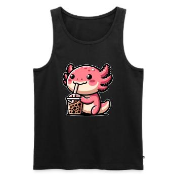 Axolotl Tee Eistee Amphibie Kawaii Anime - Männer Premium Bio Tank Top - Schwarz - Vorne - AI Model Male 178 light (178cm)