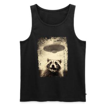 Lustiger Waschbär mit UFO Retro Vintage Alien - Männer Premium Bio Tank Top - Schwarz - Vorne - Michal (187cm)