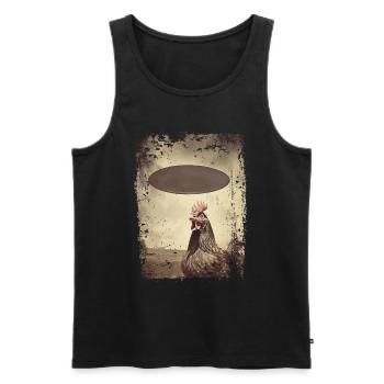 Lustiger Hahn und Huhn mit UFO Retro Vintage Alien - Männer Premium Bio Tank Top - Schwarz - Vorne - Michal (187cm)