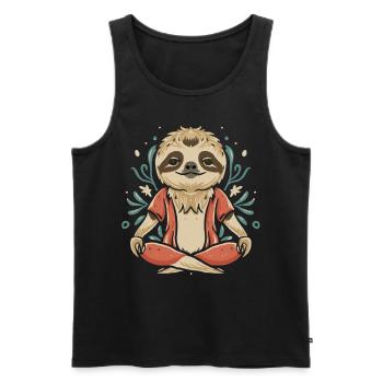 Yoga paresseux : la sérénité rencontre la pose - Débardeur bio Premium Homme - noir - Devant - Michal (187cm)
