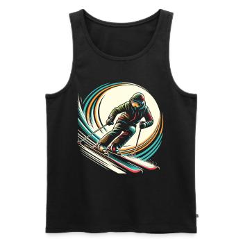 Pistenheld: Skifahrer in Aktion - Männer Premium Bio Tank Top - Schwarz - Vorne - AI Model Male 178 light (178cm)